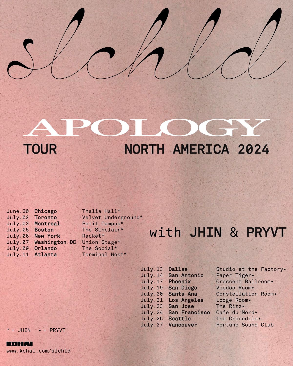 slchld 'Apology' North America Tour - Chicago - June 30 at Thalia Hall 