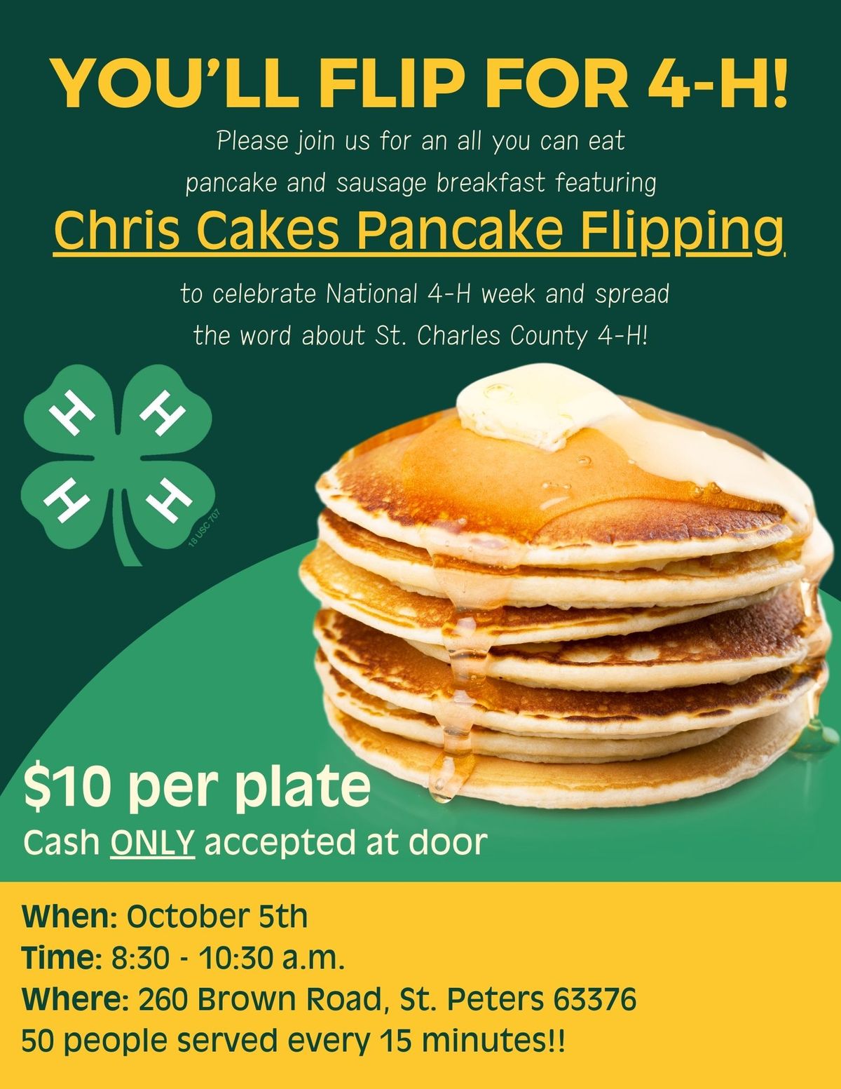 All you can eat pancake & sausage breakfast - Chris Cakes Pancake Flipping!