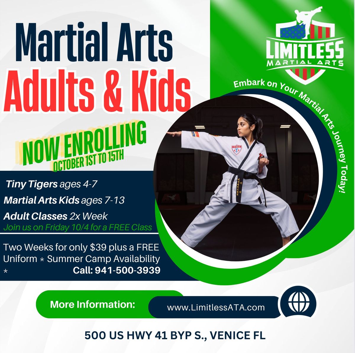 NOW ENROLLING for Taekwondo Training!