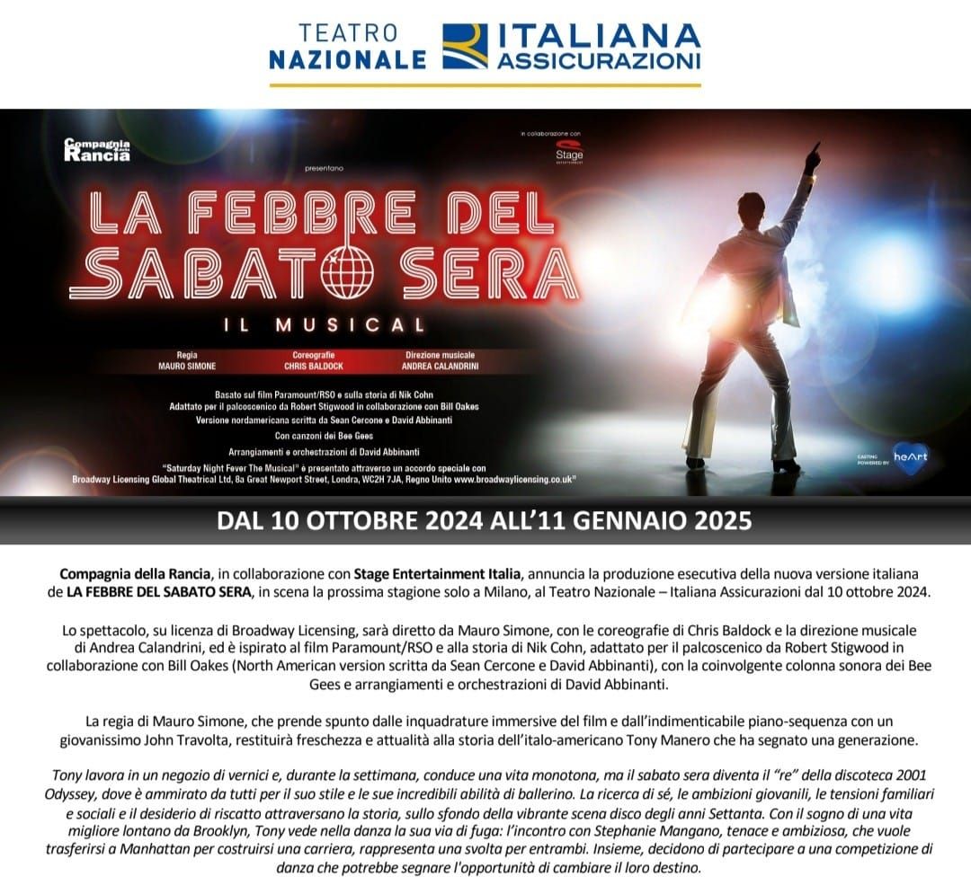 LA FEBBRE DEL SABATO SERA. Il musical 