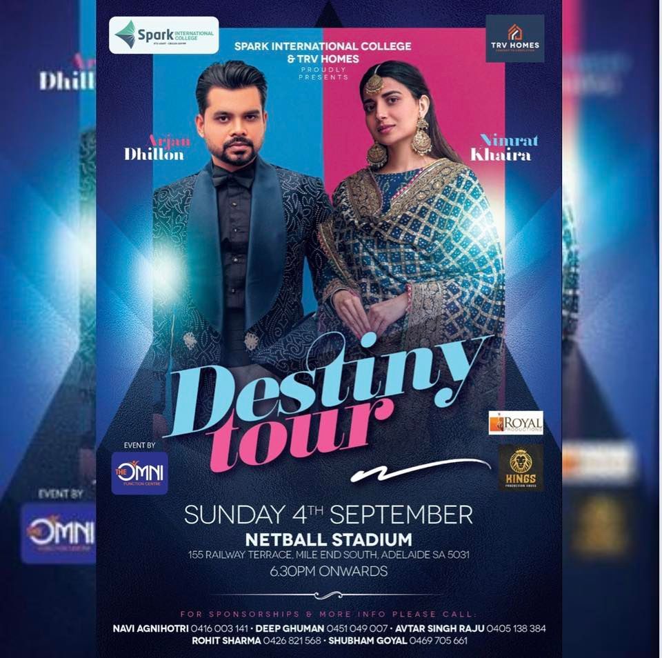 Nimrat Khaira & Arjan Dhillon Live Show in Adelaide: Destiny Tour 2022