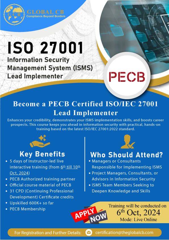 Become a PECB  Certified ISO\/IEC 27001 Lead Implementer!