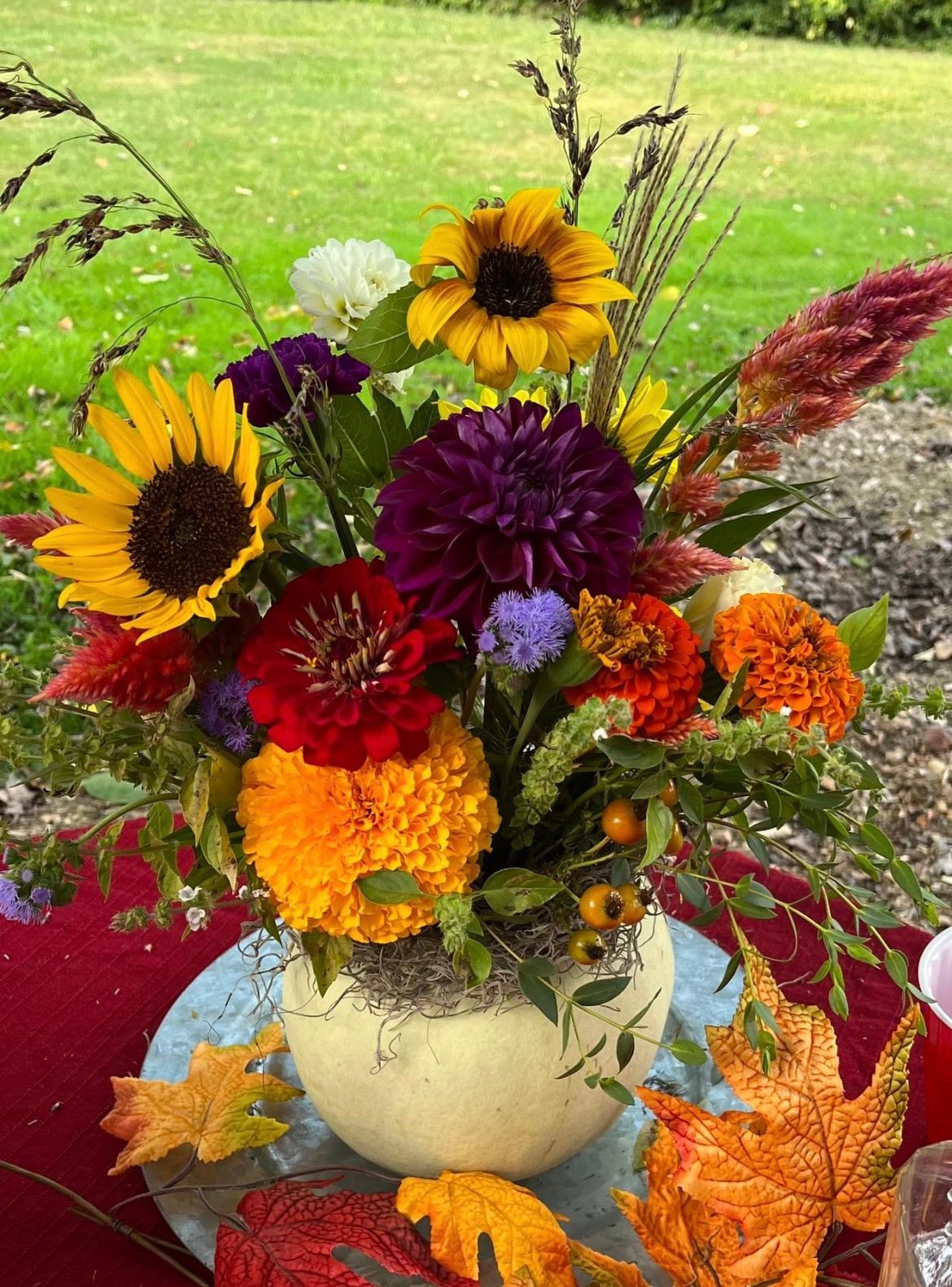 Flower Arranging in real Pumpkins