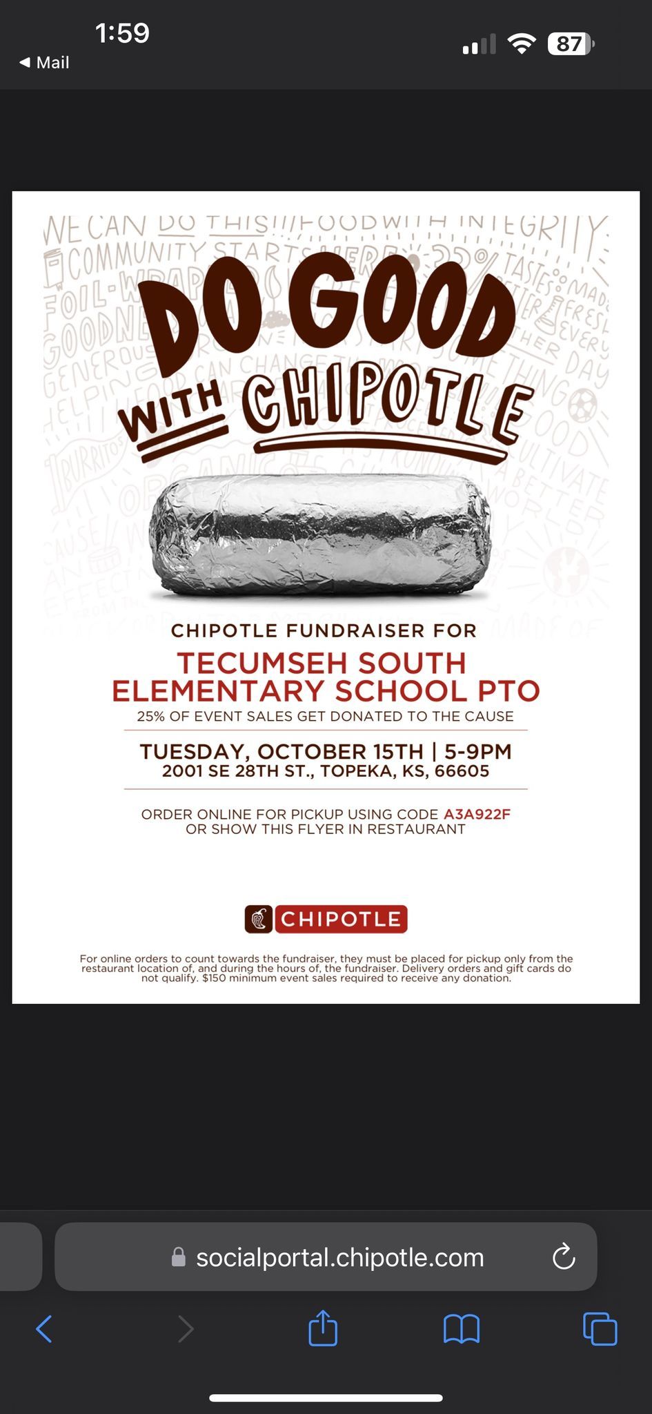 Fundraising Night at Chipotle