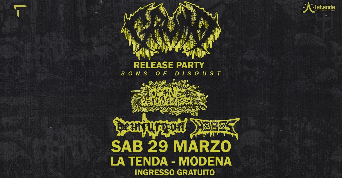 \u201cSONS OF DISGUST\u201d GRUMO release party w\/OZONE DEHUMANIZER, HOBOS, DEMIURGON | La Tenda