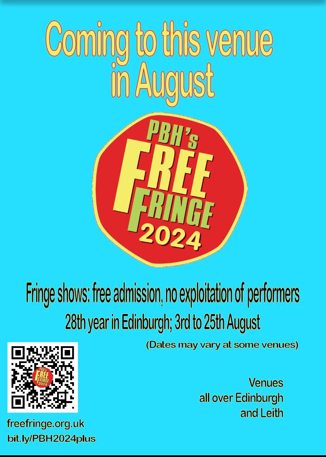 PBH\u2019s Free Fringe 4th-24th August