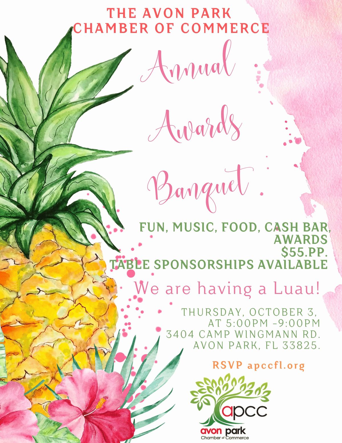 The Avon Park Chamber of Commerce annual meeting and awards banquet, A Luau Celebration