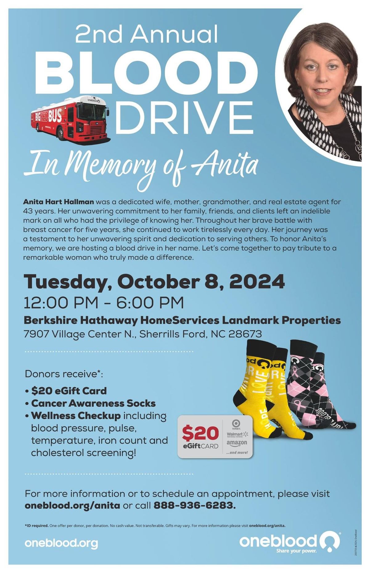 2nd Annual BLOOD DRIVE IN MEMORY OF ANITA HART HALLMAN