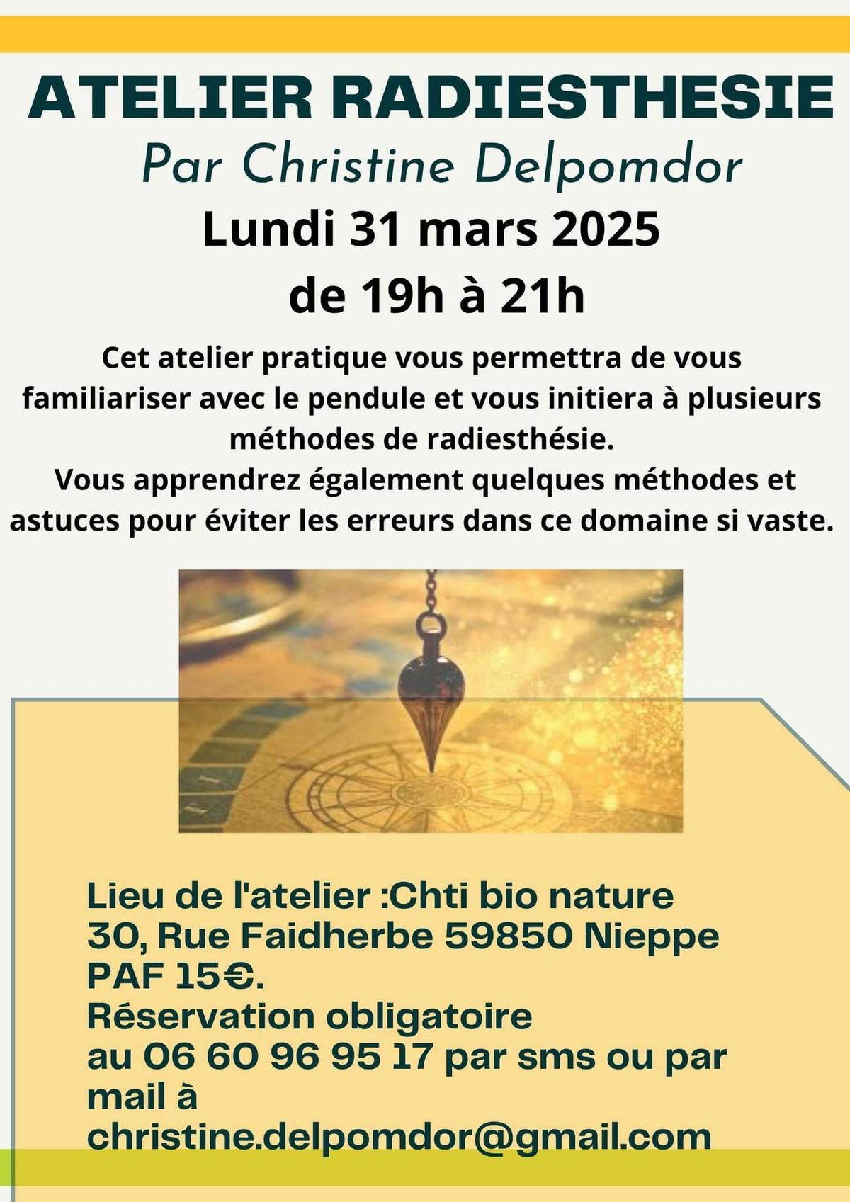 Atelier radiesth\u00e9sie par Christine