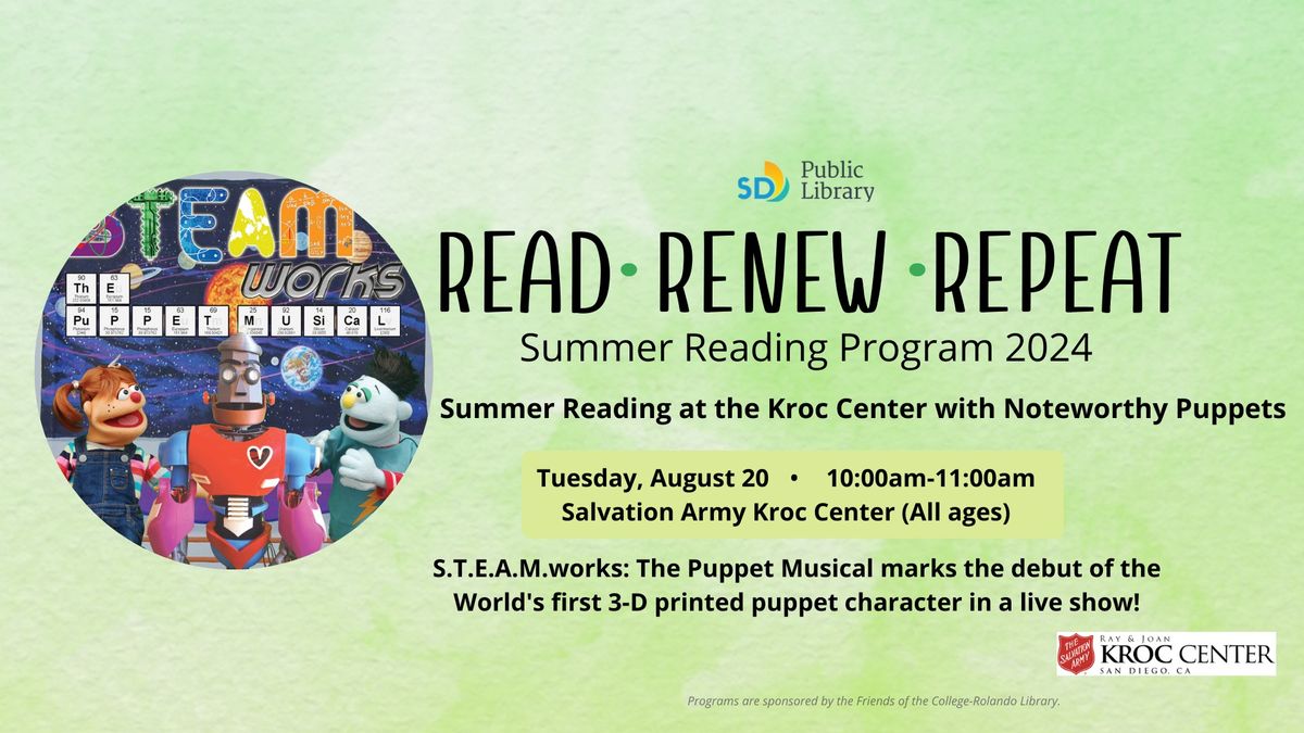 Summer Reading at the Kroc Center with Noteworthy Puppets