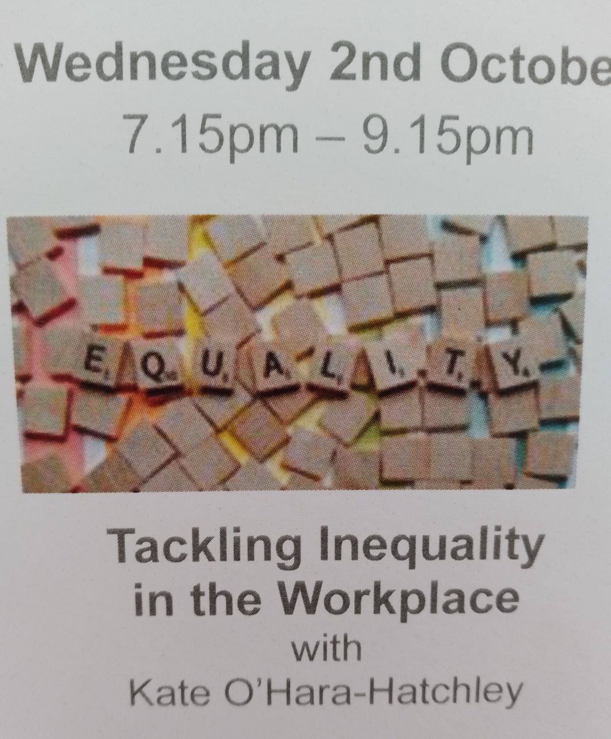 NSWI Monthly Meeting - Tackling Inequality in the Workplace hosted by Kate O\u2019Hara -Hatchley