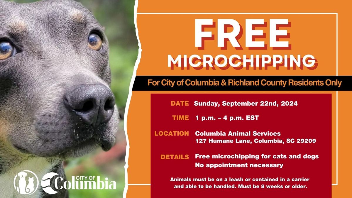 Free Microchipping at Columbia Animal Services!