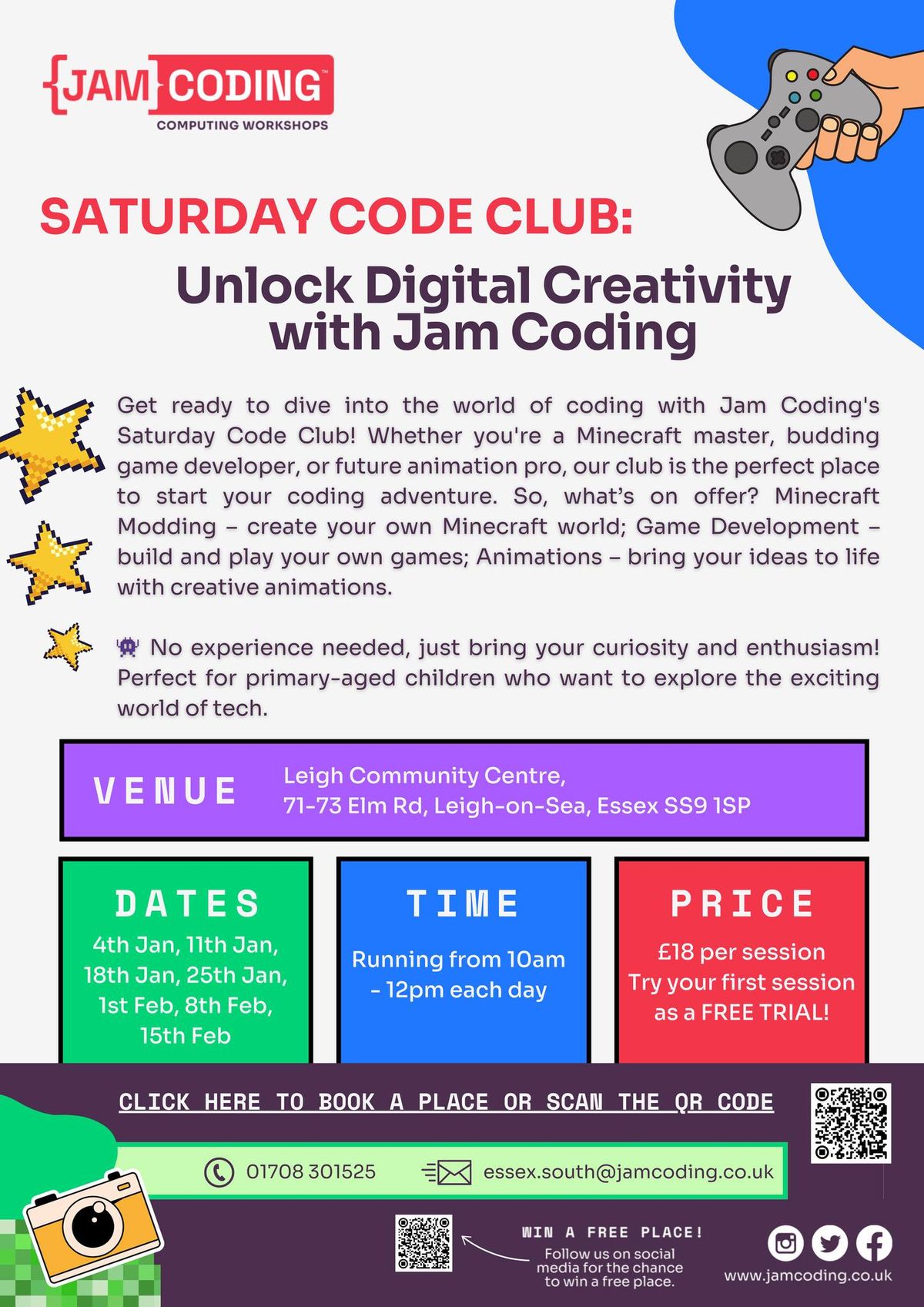 Saturday Code Club - Unlock Digital Creativity with Jam Coding