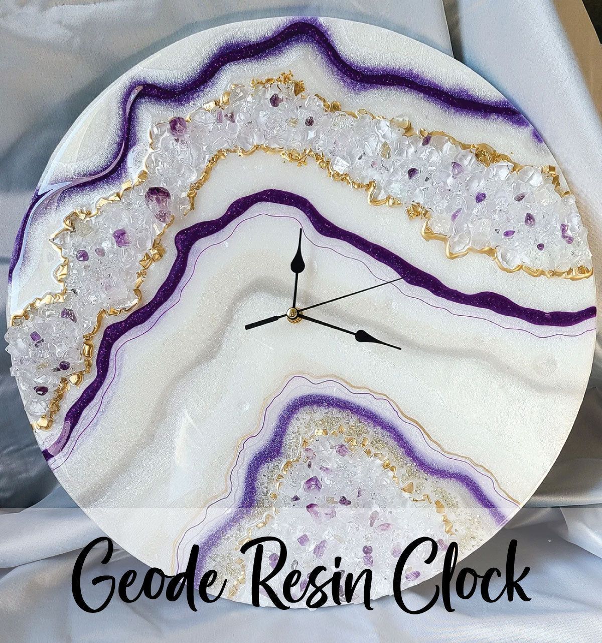 2\/6 Geode Resin Pour Clock - 7pm