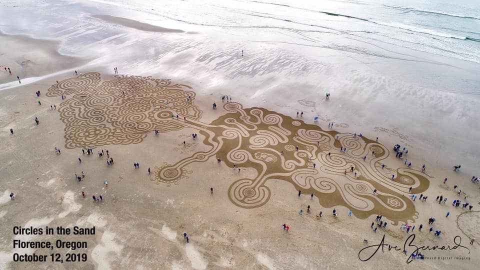 Circles in the Sand beach labyrinth art!