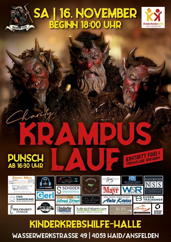 Charity-Krampuslauf zugunsten der Kinderkrebshilfe Haid\/Ansfelden