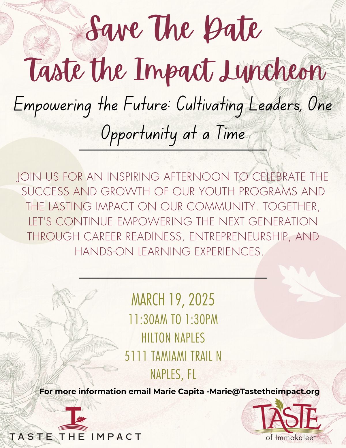 Save the Date: Taste the Impact Annual Luncheon 