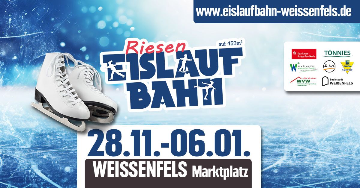 Riesen Eislaufbahn auf dem Marktplatz Wei\u00dfenfels