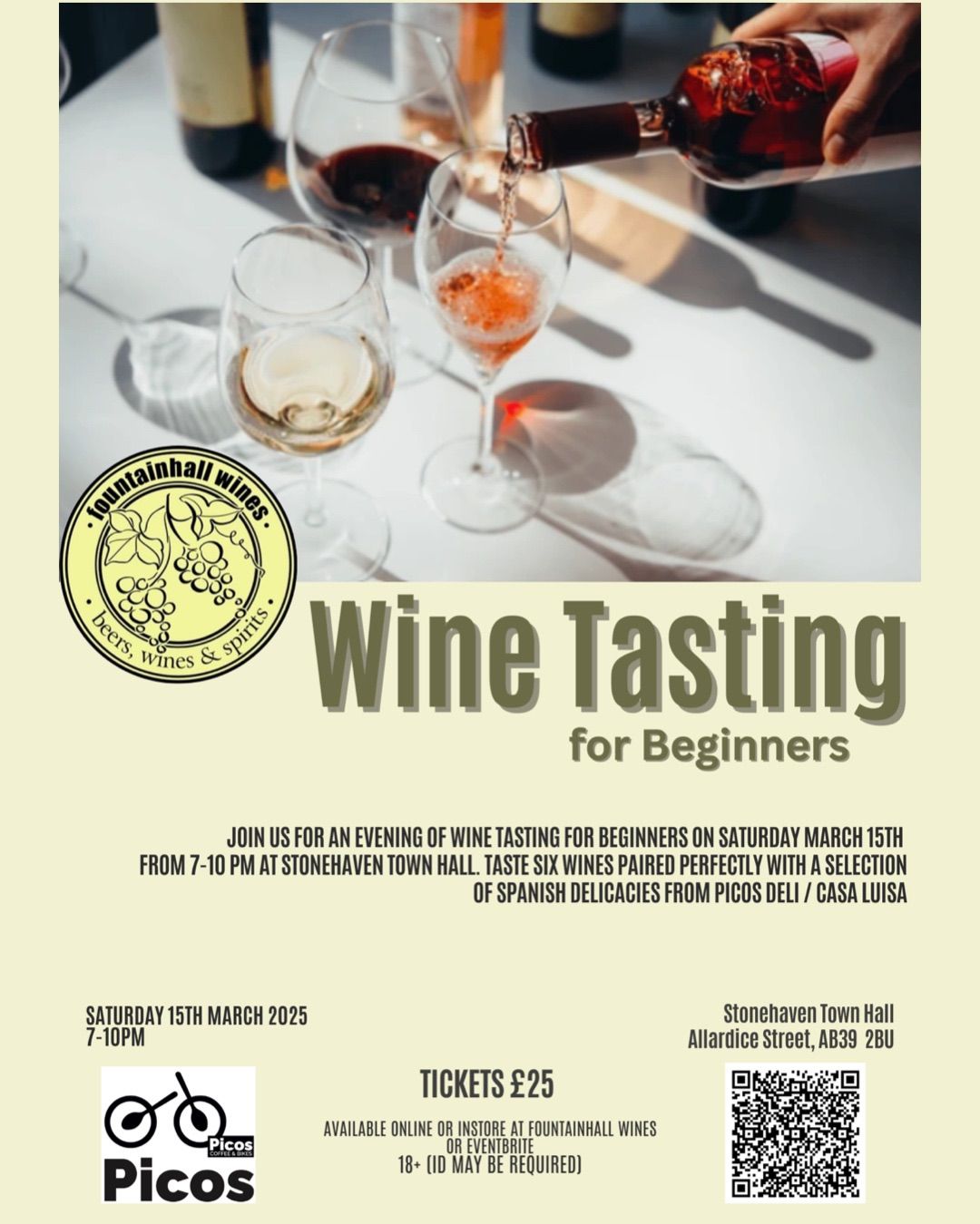 Wine Tasting for Beginners - Saturday 15th March 2026 (7pm - 10pm)