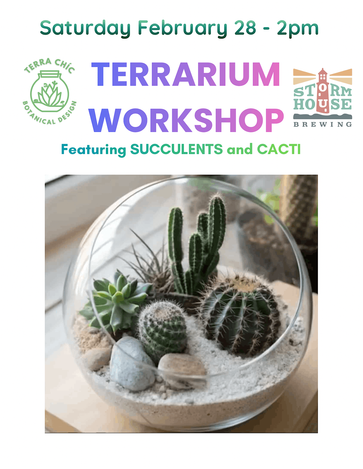 Plant and Sip Succulents Terrarium Workshop at Stormhouse Brewing