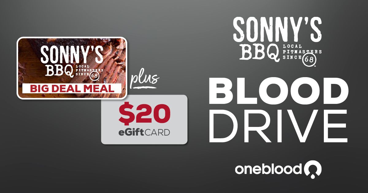 Donate Blood at Sonny\u2019s BBQ! | Concord, NC