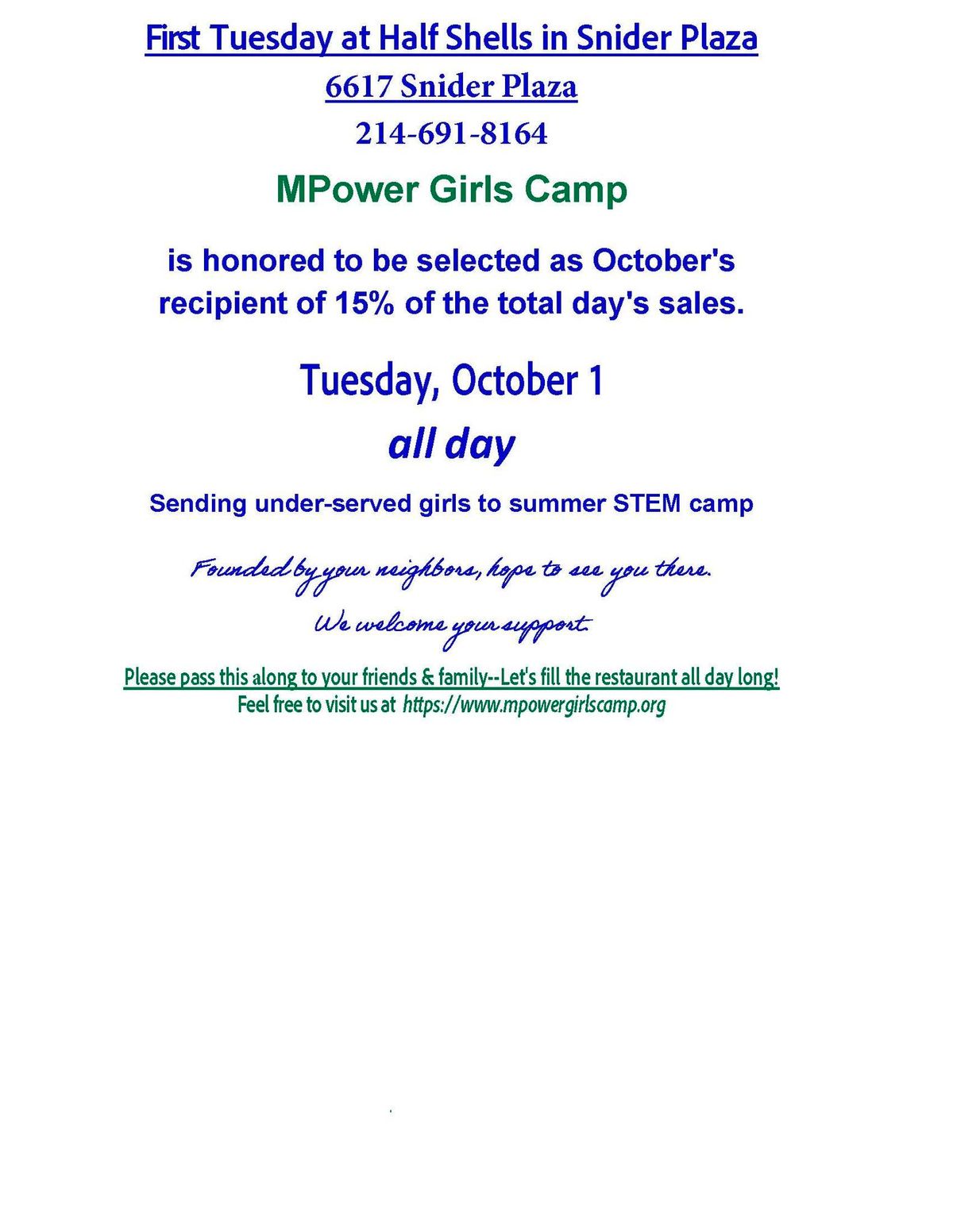 MPower Girls Camp Fundraiser