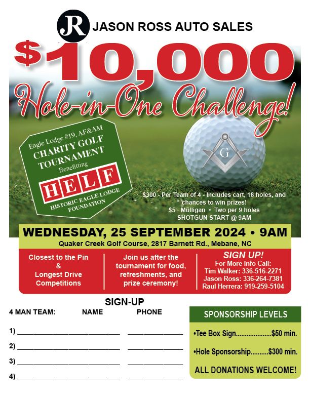 Masonic Hall Golf Tournament Fundraiser