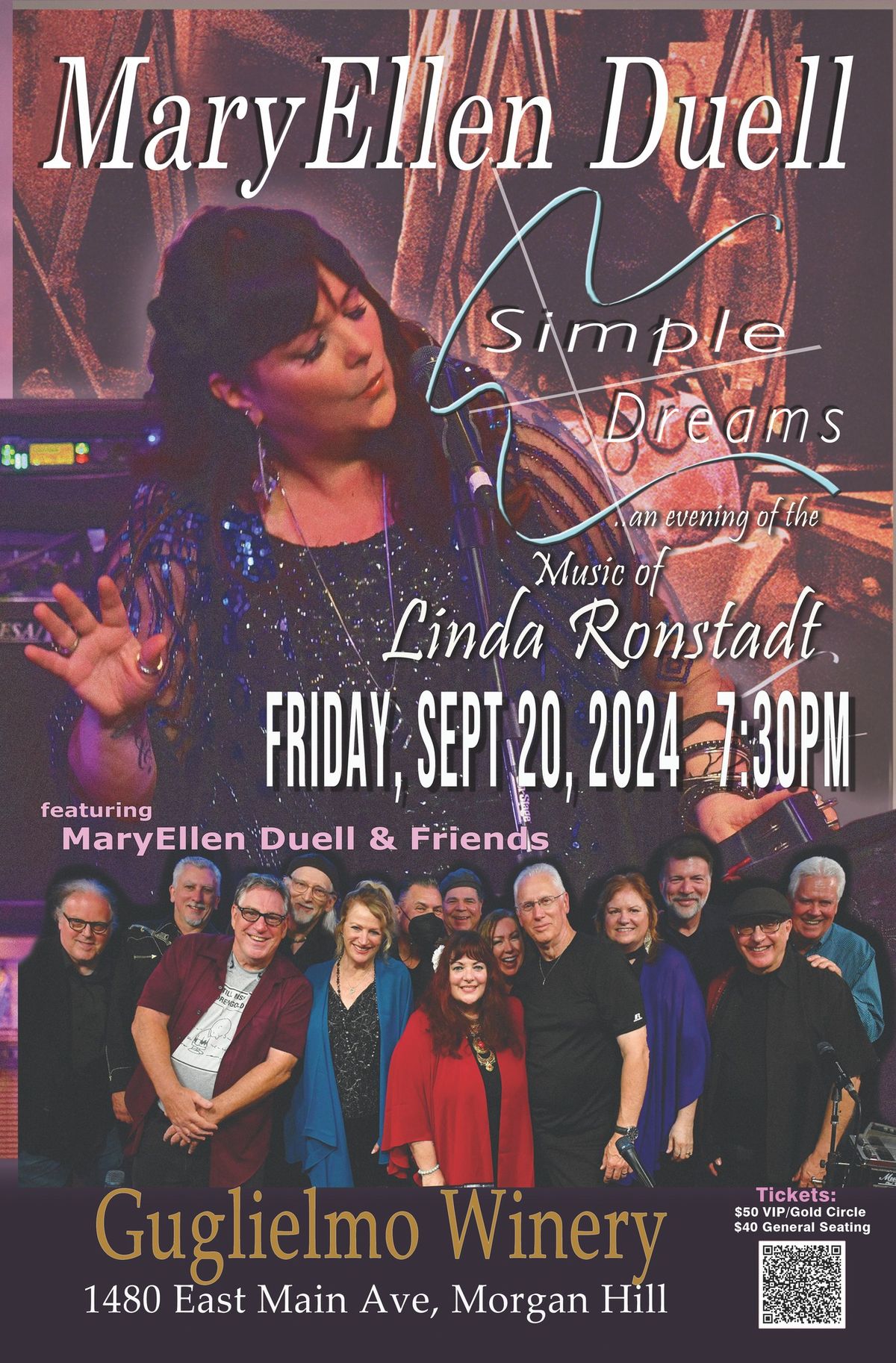 MaryEllen Duell-"Simple Dreams"- an evening of the music of Linda Ronstadt Fri 9\/20 Guglielmo Winery