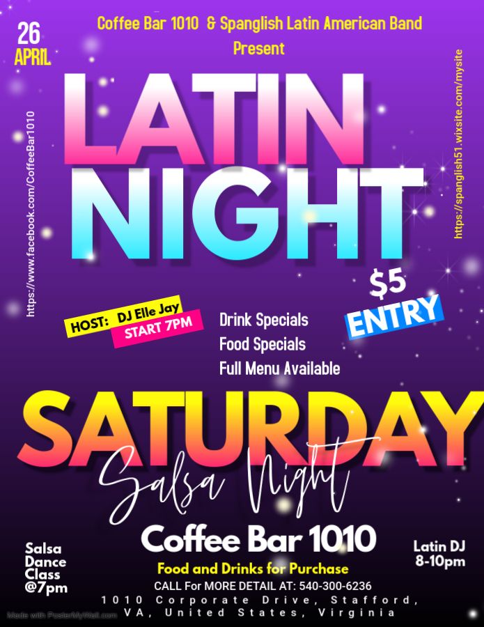 4th Saturday Stafford Salsa Night w\/ DJ Elle Jay & Coffee Bar1010