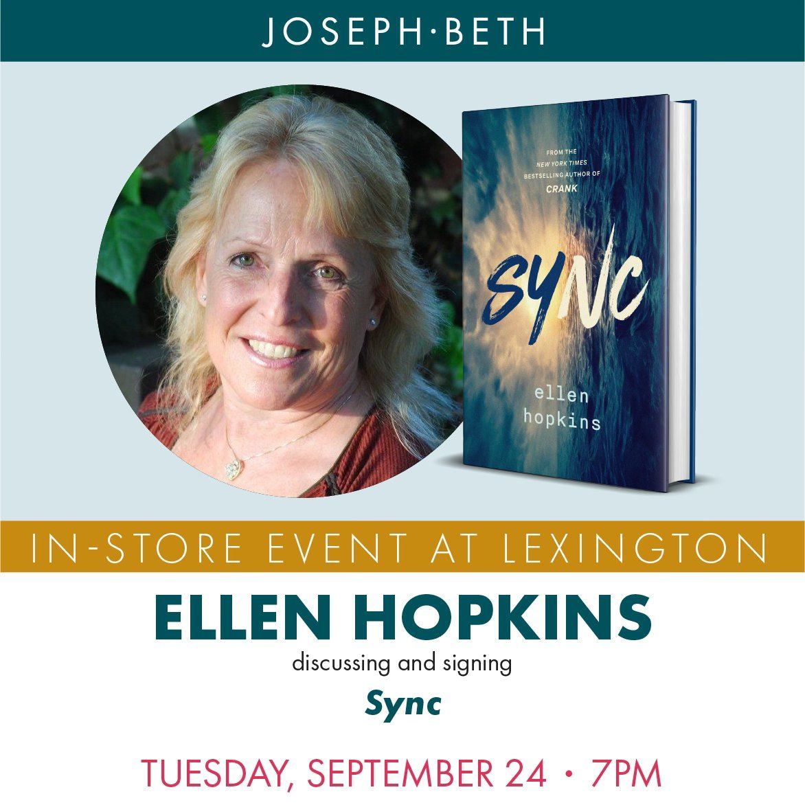 Ellen Hopkins discussing and signing Sync