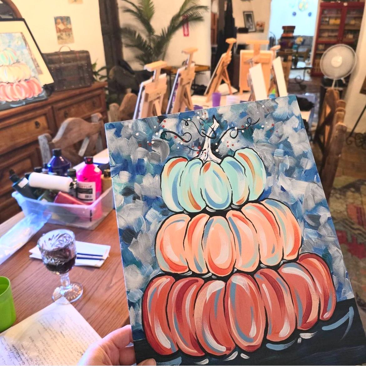 Stacked Pumpkins Canvas Painting 