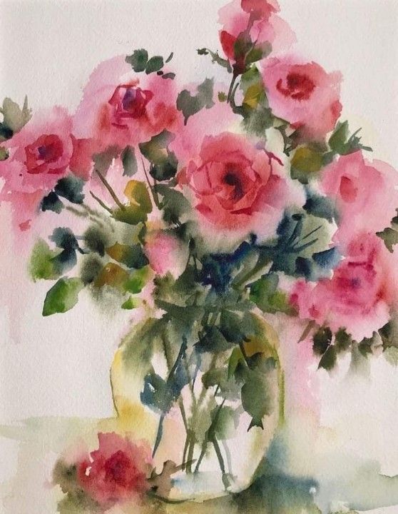 Beginner Watercolor "Rose Bouquet"