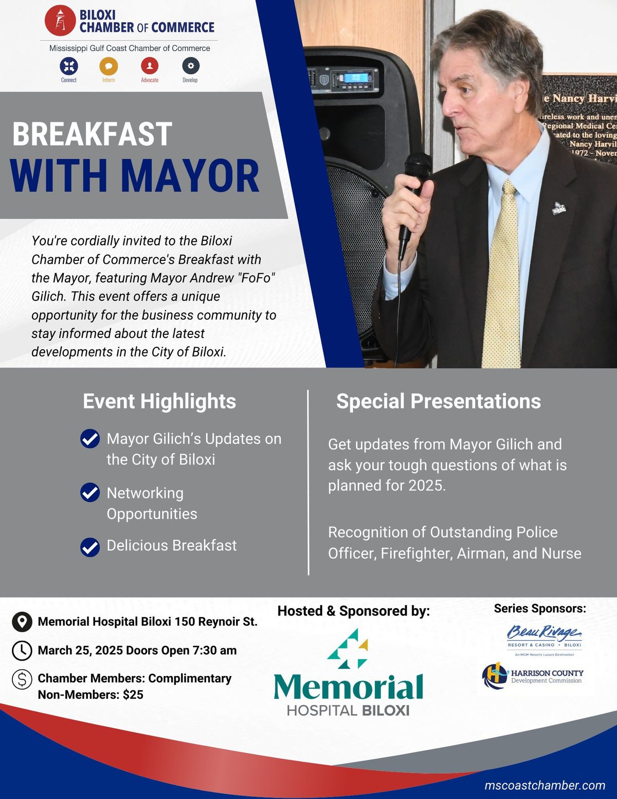 Biloxi Chamber Breakfast with the Mayor hosted & sponsored by Memorial Hospital Biloxi