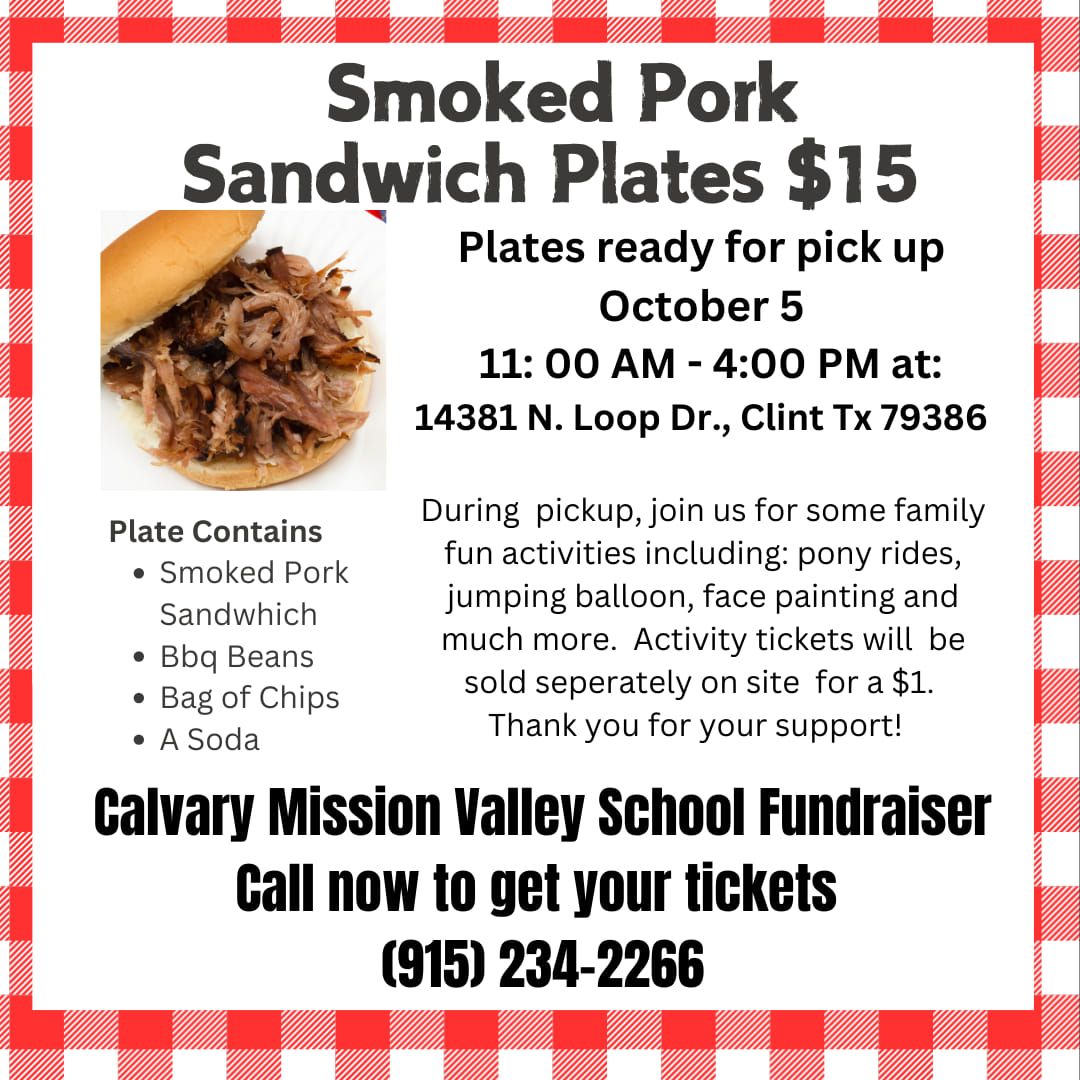 Smoked Pork Sandwhich Fundraiser