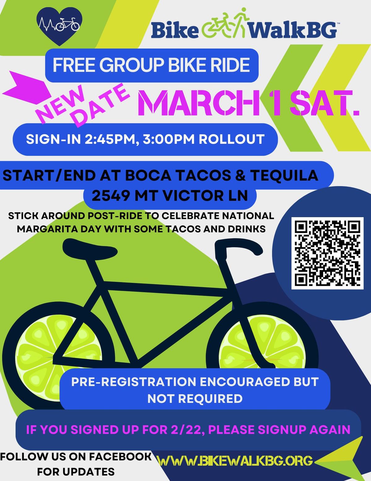 Postponed February Group Bike Ride now March 1