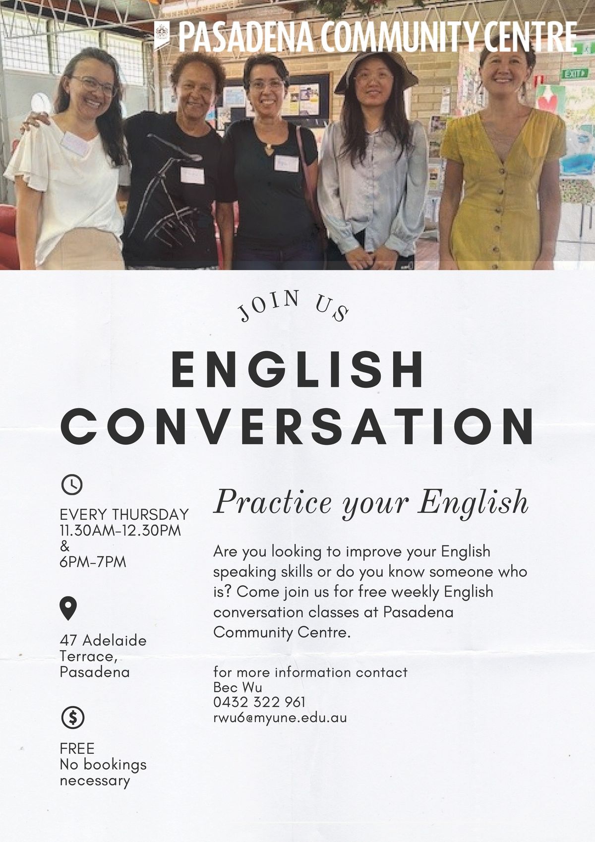 English Conversation at Pasadena Community Centre
