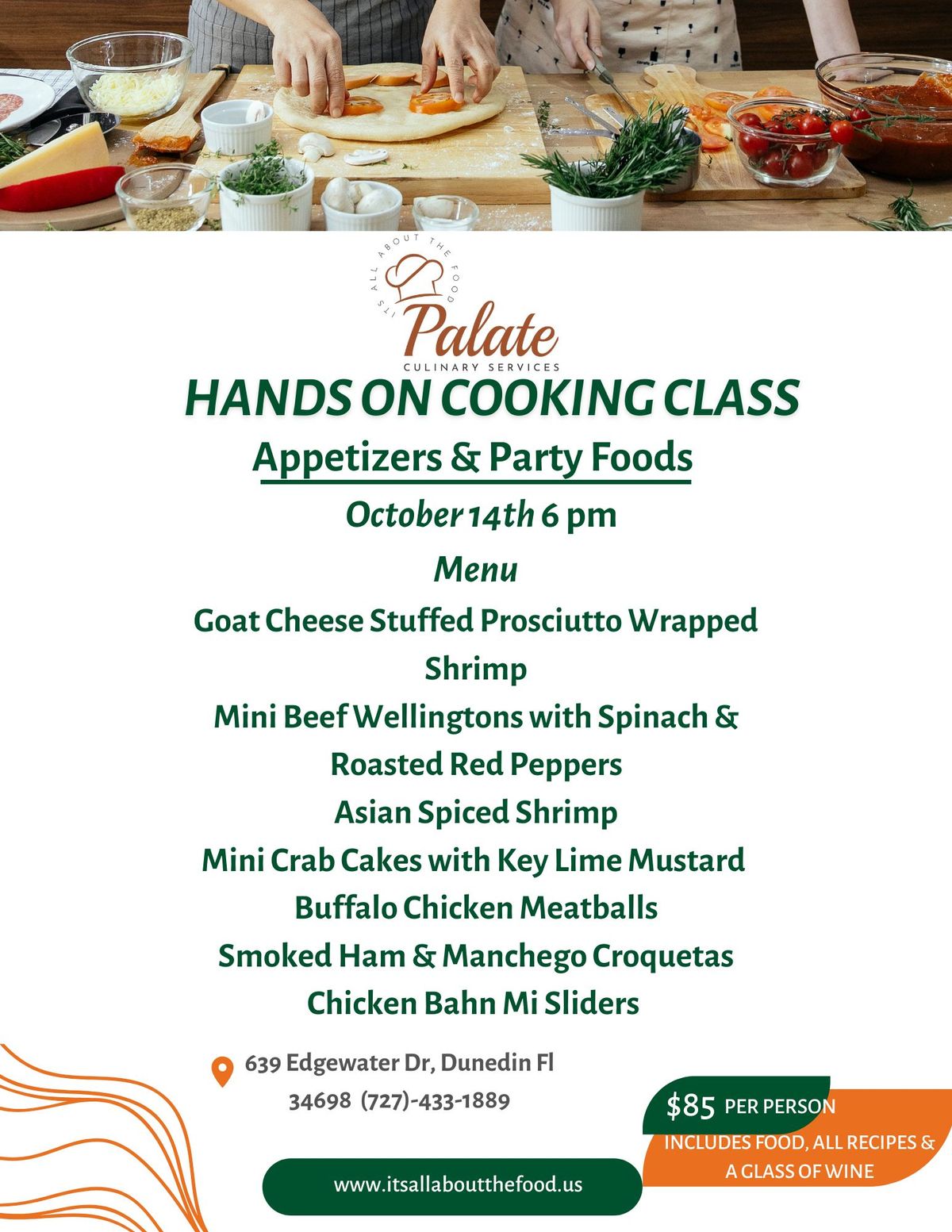 Appetizers & Party Foods Hands On Cooking Class 