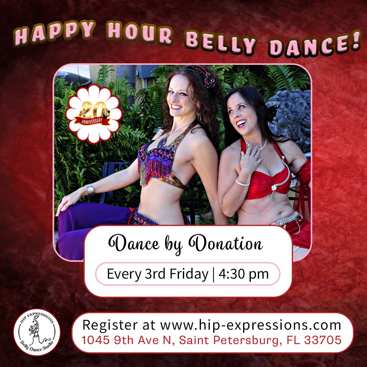 Happy Hour Belly Dance Class | Every 3rd Friday at 4:30 pm | At Hip Expressions