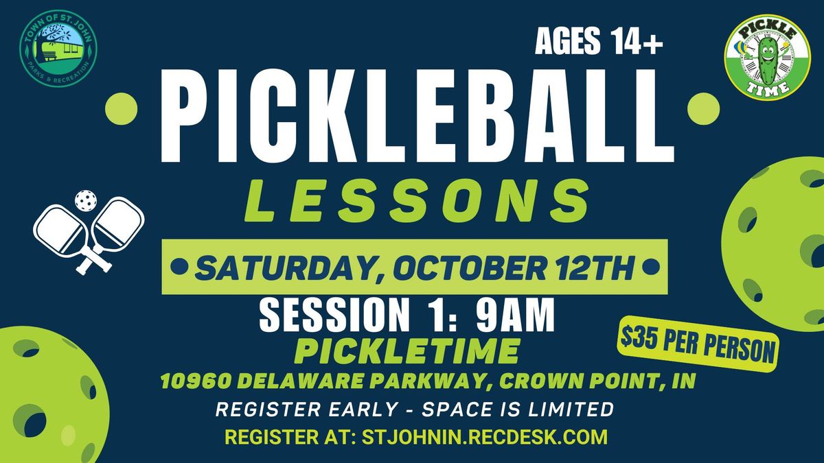 \ud83c\udfbePickleball Lessons\ud83c\udfbe- October 12th- Session 1: 9am @ Pickletime