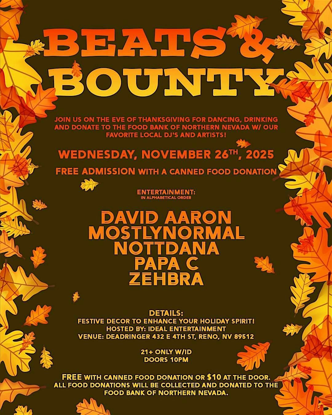 Beats and Bounty DJ's and Food Drive