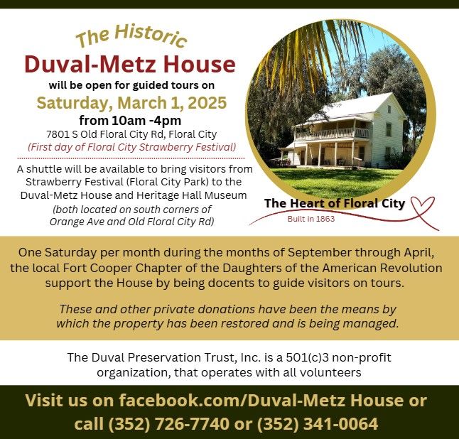 1863 DUVAL-METZ HOUSE TOURS