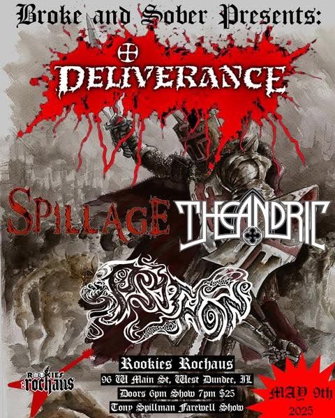 Thrash Metal Legends come to Rookies Rochaus! Deliverance with Spillage , Psython, Theandric