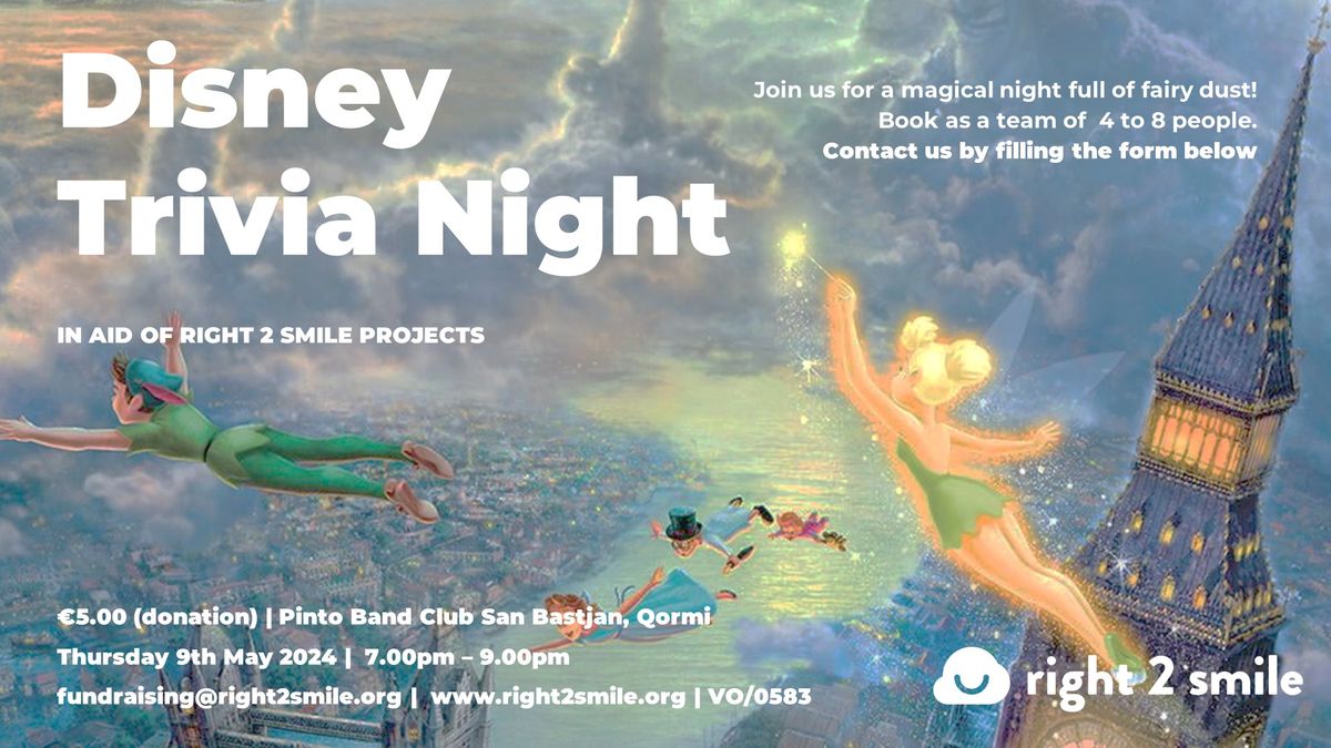 Disney Trivia Night in aid of Right 2 Smile Projects