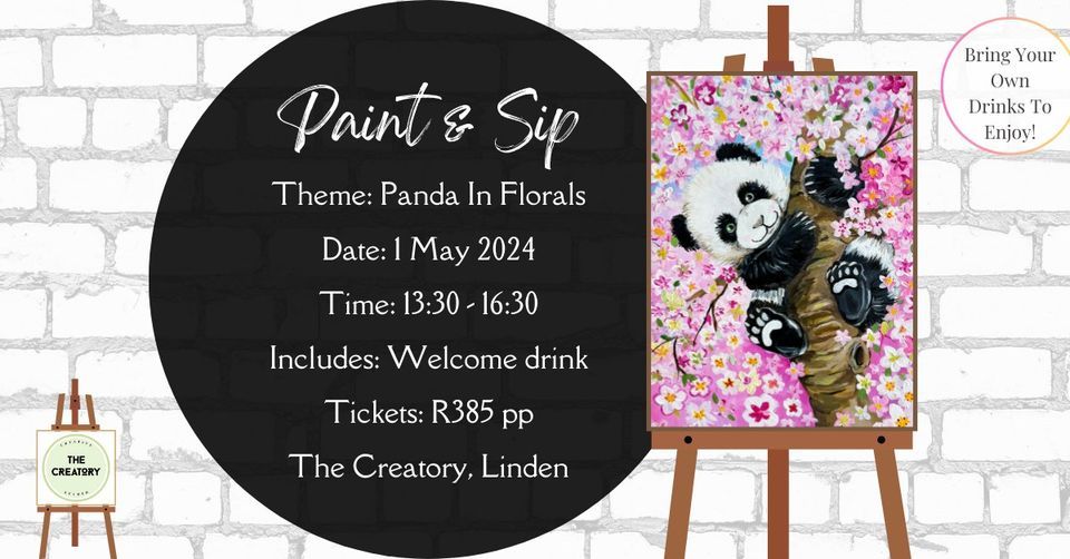 Paint & Sip: Panda In Florals