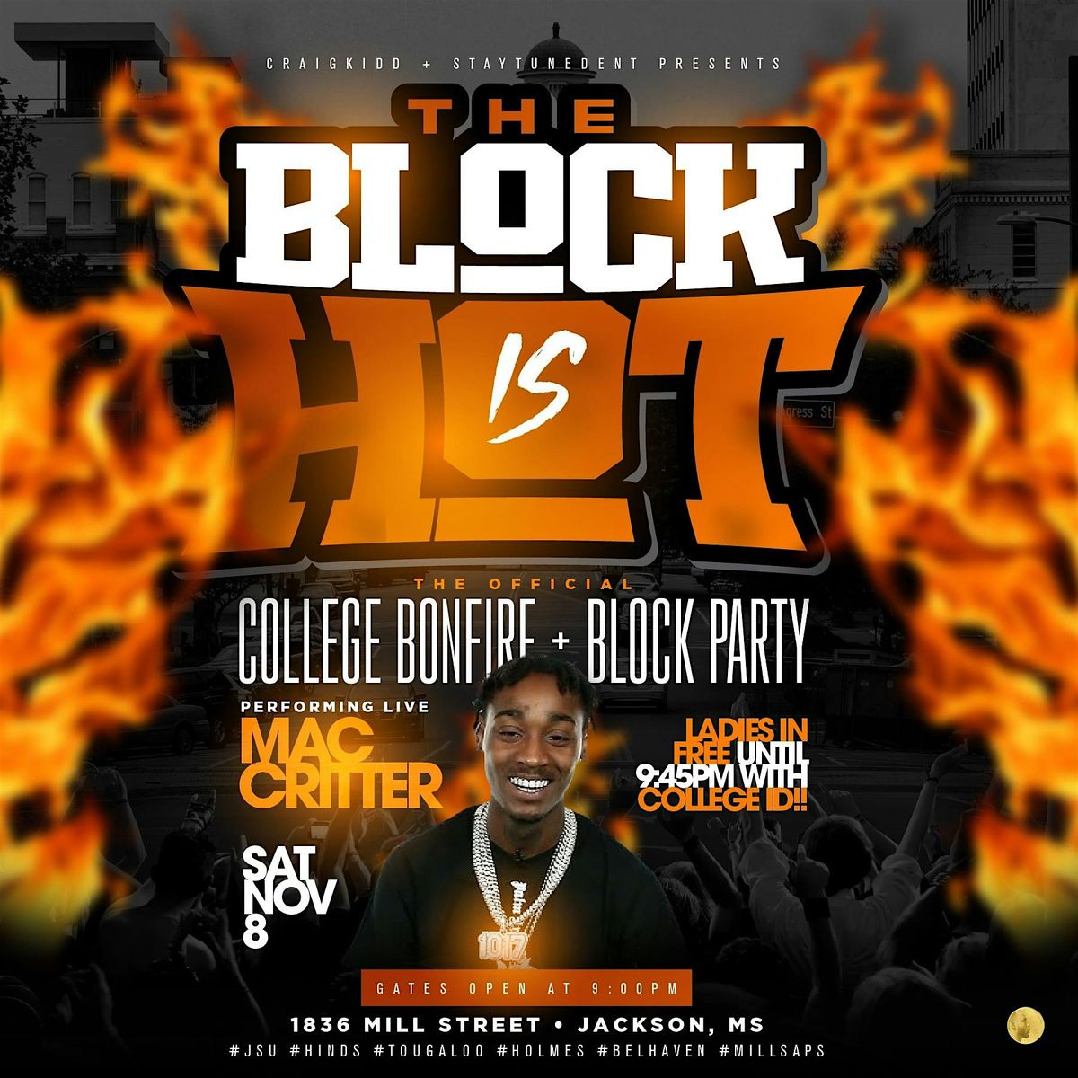 MAC CRITTER LIVE \u203c\ufe0f Block party \/ Bonfire  this Saturday Nov.8th