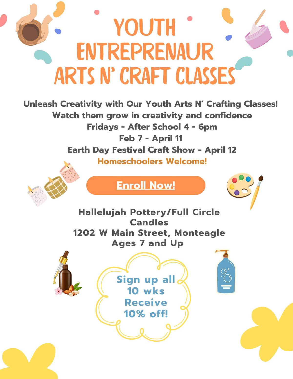 Youth Entrepreneur Arts and Crafts Classes - Spring  Semester - Feb 7th - April 11th