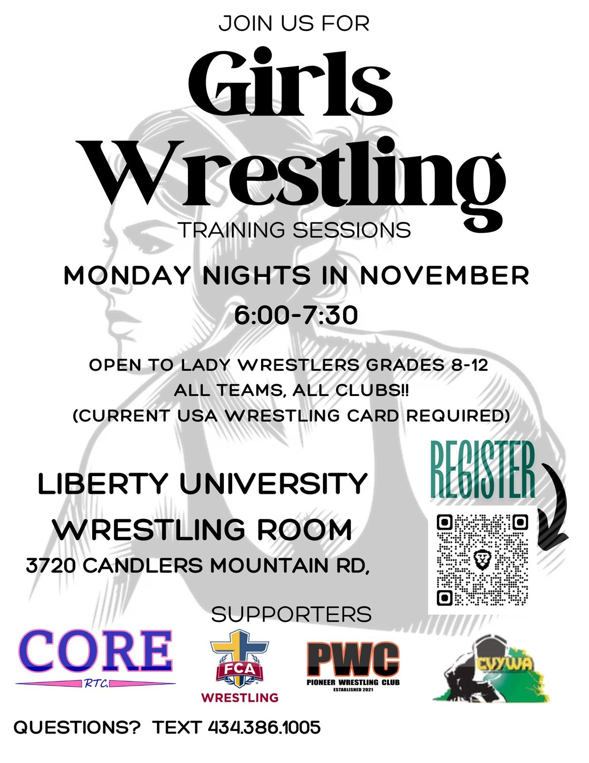 Girls' Wrestling - Training Sessions - Each Monday Evening for the month of November