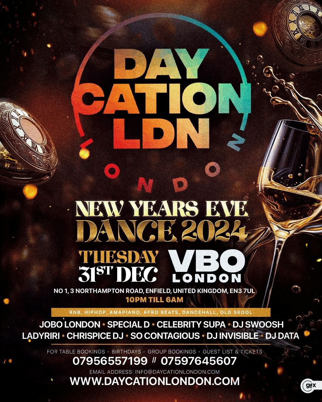 DAYCATION NEW YEARS EVE PARTY @ VBO. LONDON. TUESDAY 31st DEC