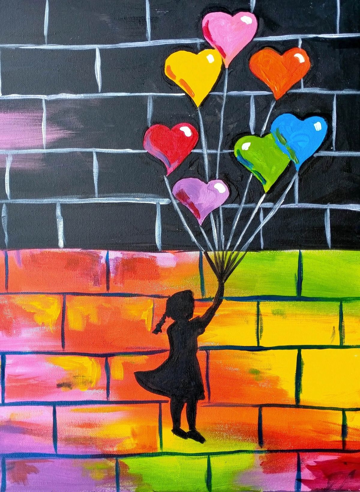 Paint and Wine Night in Titirangi, Auckland - Banksy Heart Balloons