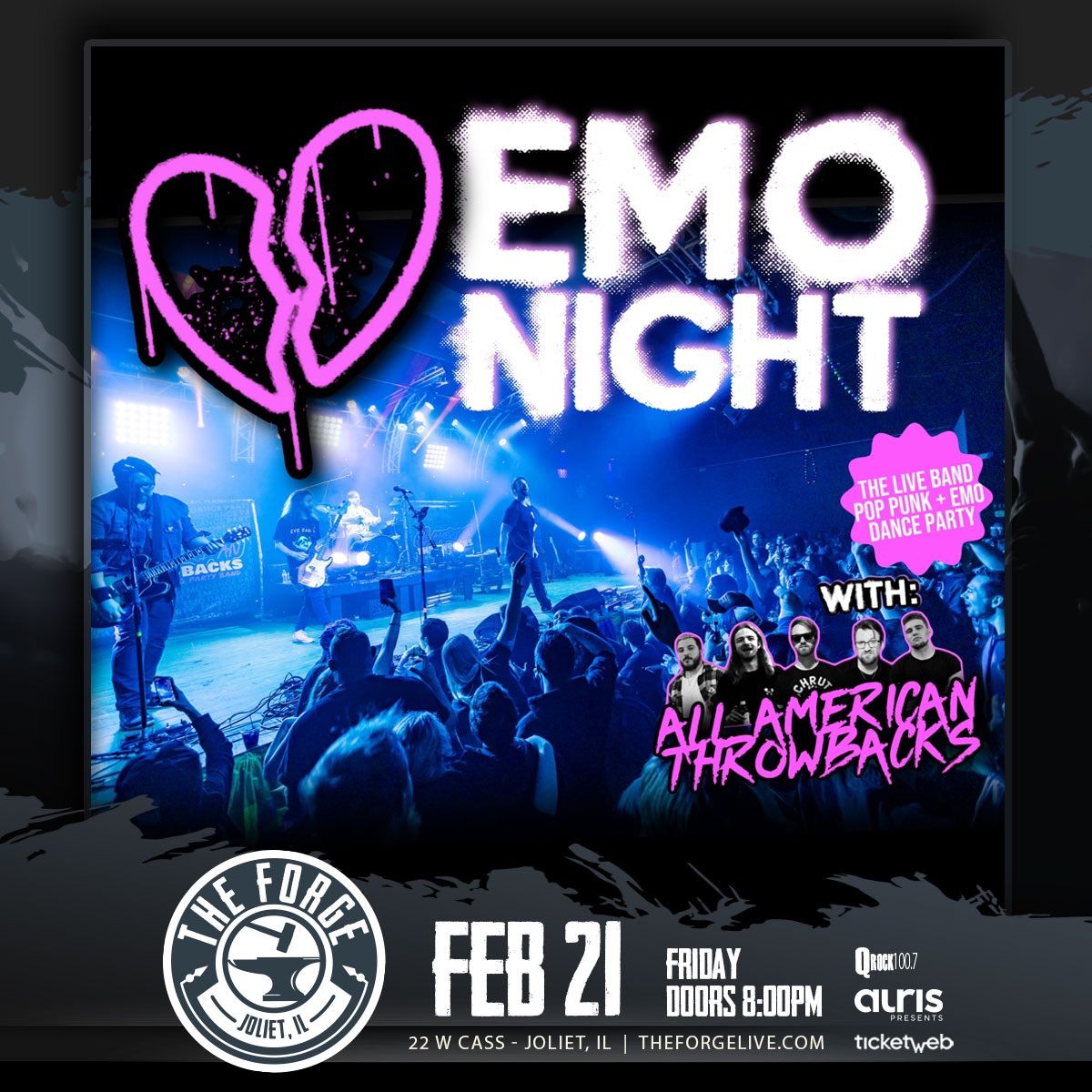 Emo Night LIVE w\/ All American Throwbacks @ The Forge | Joliet, IL